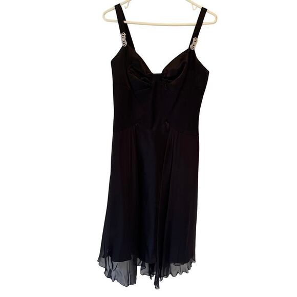 Allen Schwartz Womens Sweetheart Mini Dress Size 6 Black Rhinestone Formal Prom - Picture 1 of 10